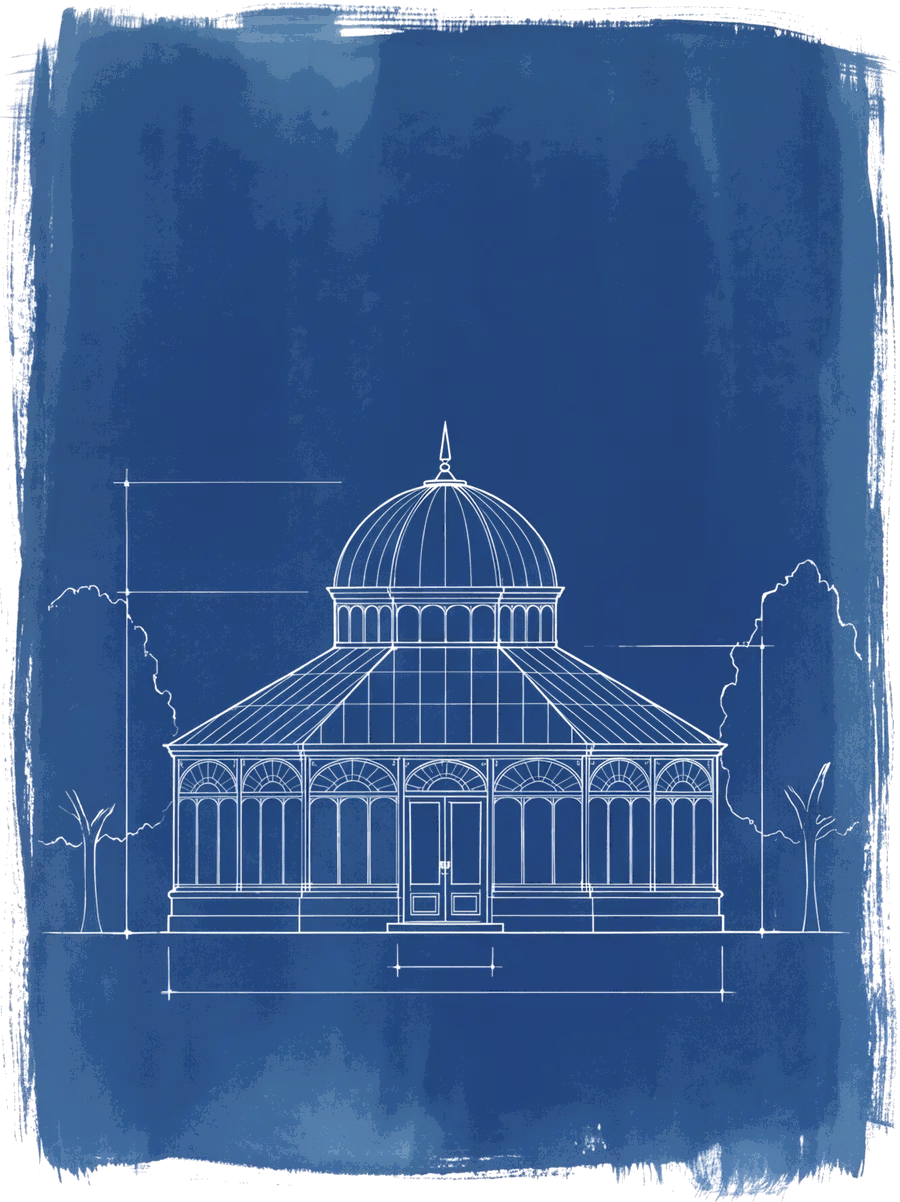 A blueprint elevation of The Glasshouse at Trelowen
