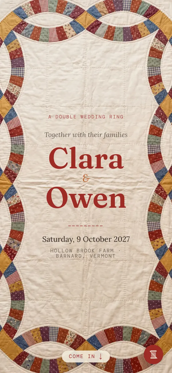 Heirloom invitation cover