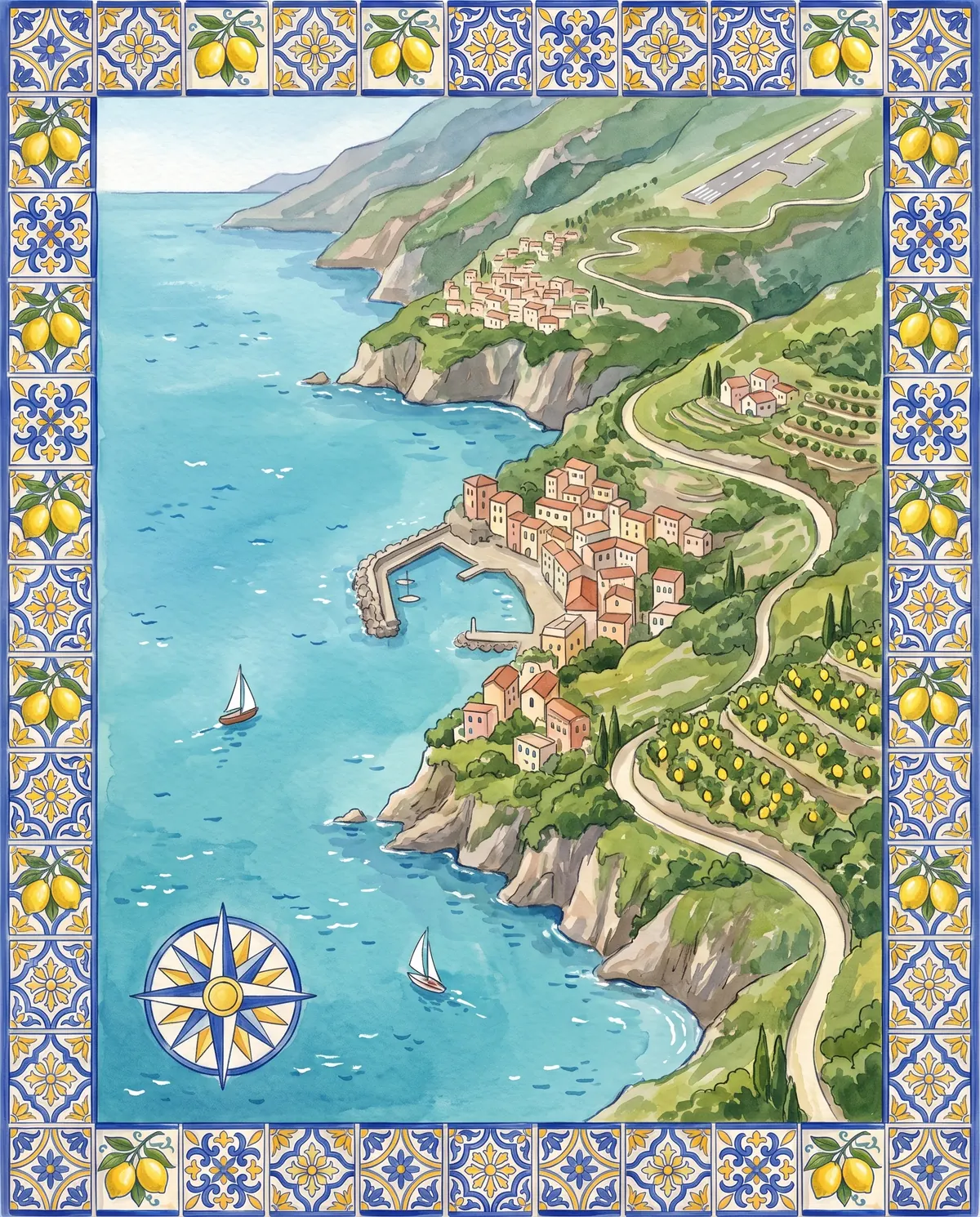 Illustrated map of the coast