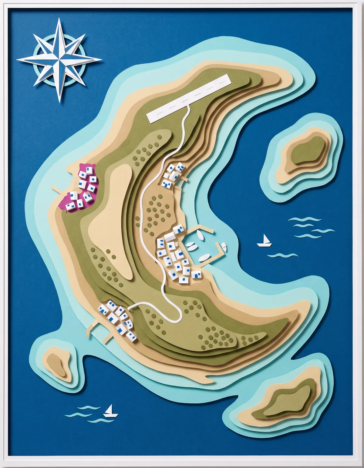 Paper-cut map of the island